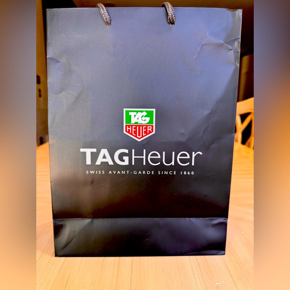 Authentic TAG Heuer Black Paper Shopping Bag – 10” x 13.5” x 4.5”